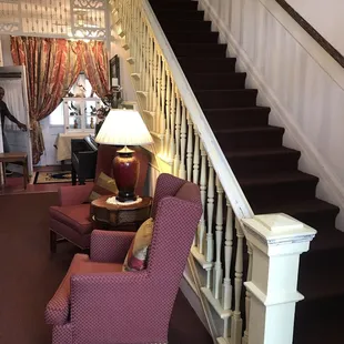 Looking up the stairs as you're coming in the front door