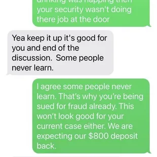 The owner's messages in Grey