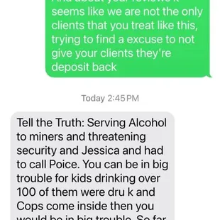 The owner's messages in Grey