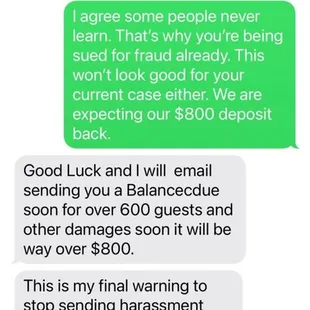 The owner's messages in Grey