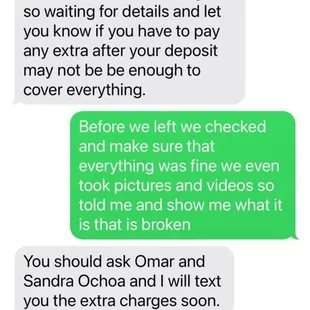 The owner's messages in Grey