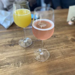 Mimosa and rhubarb bellini