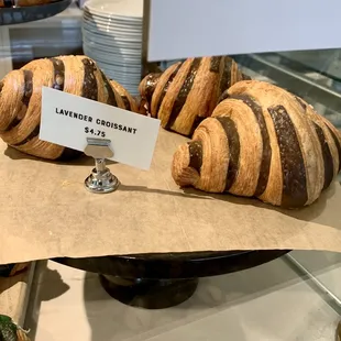 a display of pastries in a bakery