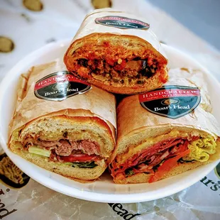a plate of sandwiches