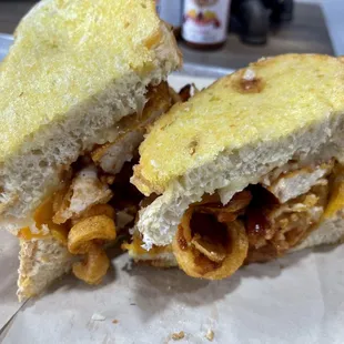 a sandwich cut in half