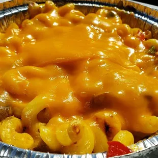 Vegan mac &amp; cheese w/Follow Your Heart cheddar ($10). Freshly baked, savory &amp; great.