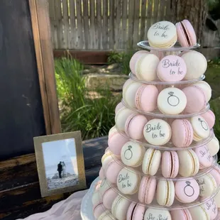 a tower of macarons