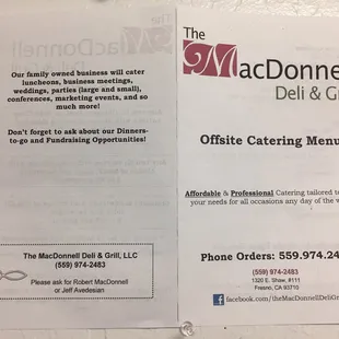 Catering Menu