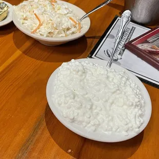 Fixins. Cottage cheese and coleslaw