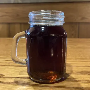 a jar of liquid