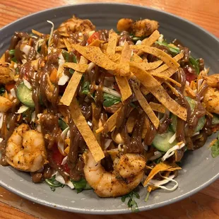 Shrimp,  peanut spicy noodles