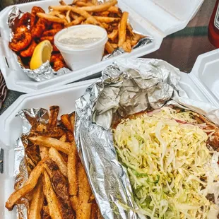 Chicken Shawarma Platter and Calamari Platter