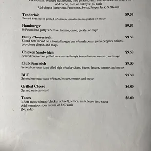 the menu