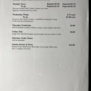 menu