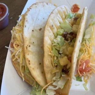 Fried Mahi-mahi and grilled shrimp taco