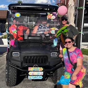 We won the golf cart cruise-in contest
