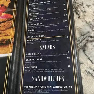 Food menu