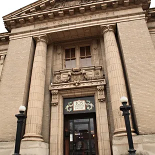 the entrance to the building