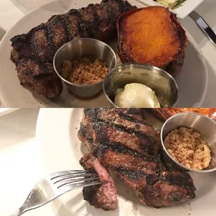Hand cut New York Strip and Sweet Potatoe