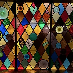 Stained-glass ambiance of color and light.