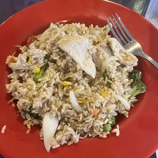 Thai fried rice and chicken