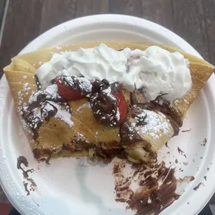Nutella strawberry and banana crepe