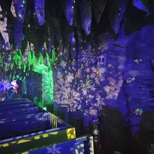 The train goes into a cave so cute