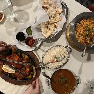 Chicken Tandoori Chicken (G) Naan Bread Chicken Biryani (G) And something else I don&apos;t remember