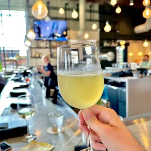 Lemon Cucumber Agua Fresca Topped with Prosecco