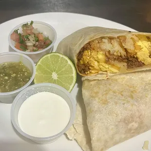 The chorizo breakfast burrito special.