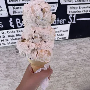 Medium cookie dough in a cone