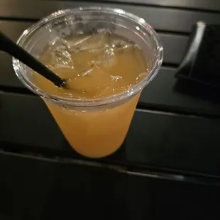 a drink in a plastic cup