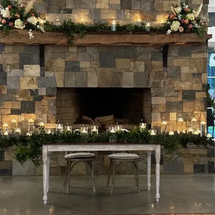 Two wood-burning fireplaces with beautiful stone