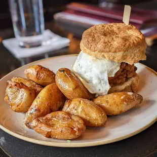 Chicken biscuit and fingerling potatoes