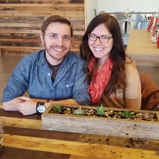 Celebrating our anniversary making a succulent planter