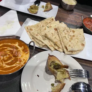 BUTTER CHICKEN CURRY and TIKKA MASALA CURRY (right)