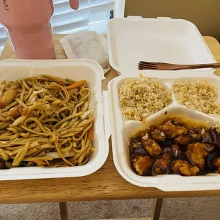 shrimp lo mein &amp; orange chicken