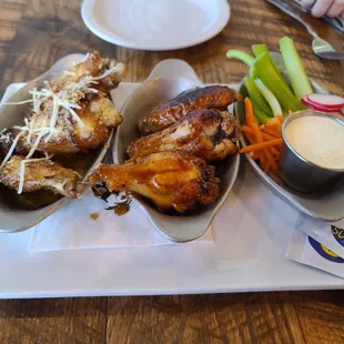 Wings: garlic parmesan and Asian.