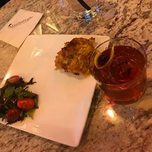 Crab  cakes here are on point! Definitely reminds me of NYC. Also, their cocktails here - fantastic! Note: The 'M' on the drink!