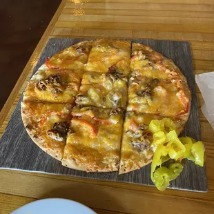 Gluten free Philly Cheesesteak Flatbread