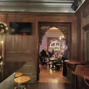 View from the downstairs bar into the dining room