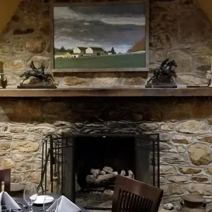 West dining room with fireplace