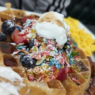 Fruity pebble waffle