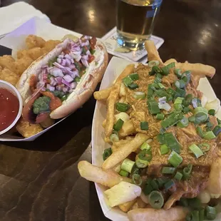 Butter Chicken Poutine and Desi Dog