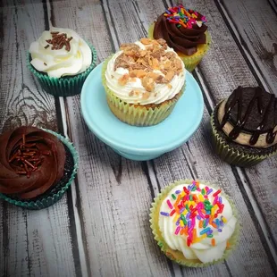 Variety assortment cupcakes