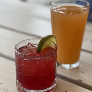 Beet Margarita, grapefruit mimosa pint