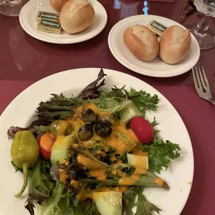 Salad and Rolls