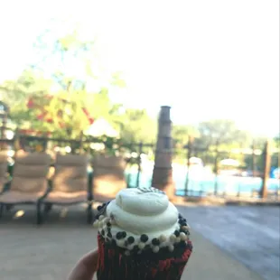 Zebra cupcake by the pool? Don't mind if I do!