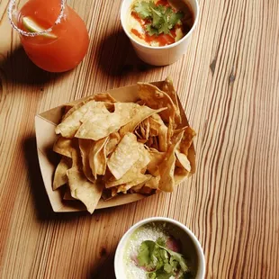 tortilla, guacamole and salsa