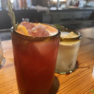 Strawberry basil smash and a margarita